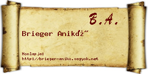 Brieger Anikó névjegykártya